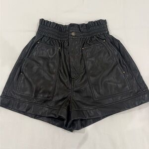Zara Black High Waist Leather Shorts